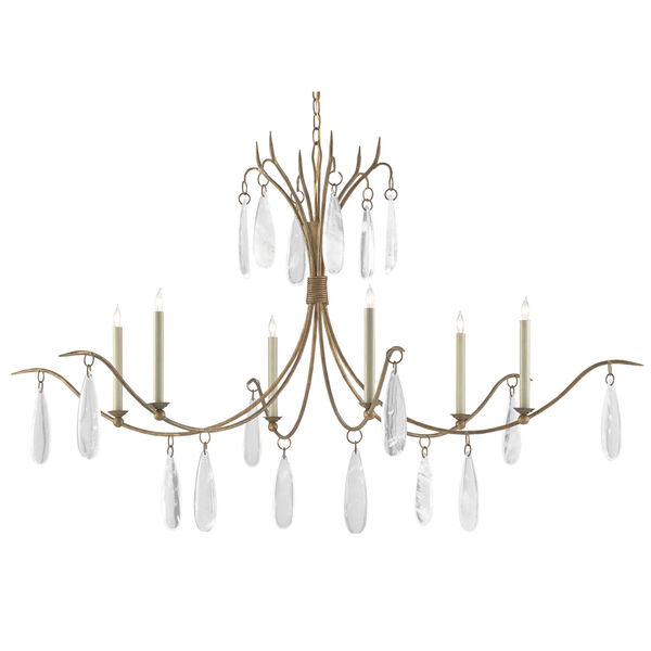 Marshallia Rustic Gold and Faux Rock Crystal Six-Light Chandelier, image 2
