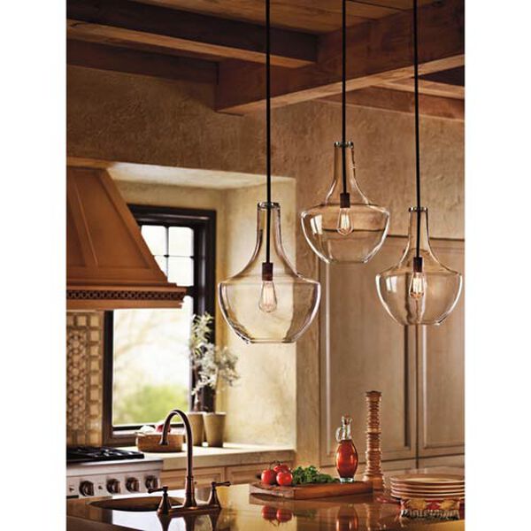 Nicholson Brushed Nickel 11-Inch One-Light Pendant with Clear Seeded Glass, image 2