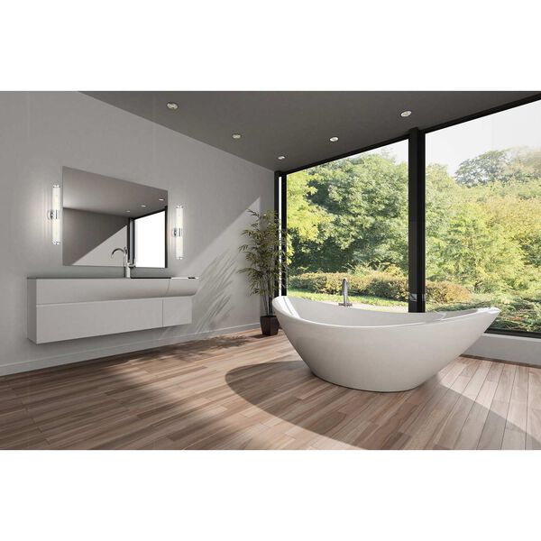 Varvara Two-Light Bath Vanity with Groved Clear Glass Shade, image 3