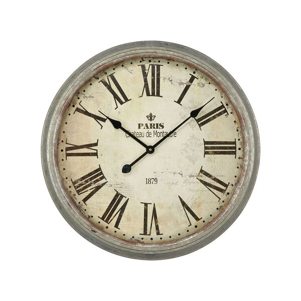 Chateau de Montautre Salvaged Metal Wall Clock, image 1