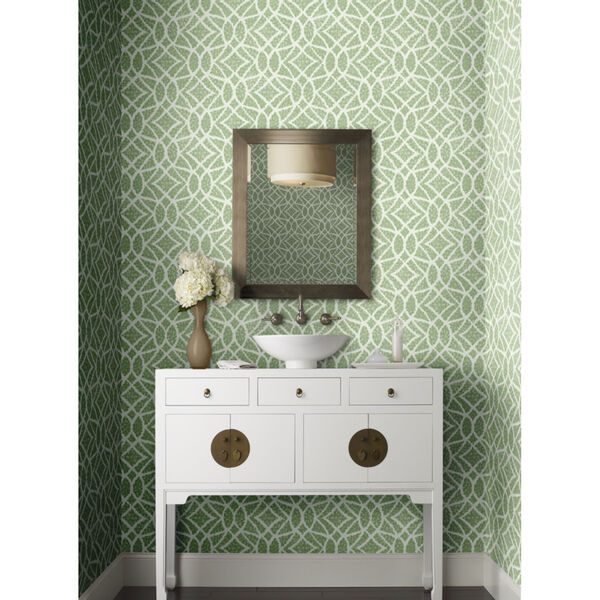 Grandmillennial Green Boxwood Garden Pre Pasted Wallpaper - SAMPLE SWATCH ONLY, image 1