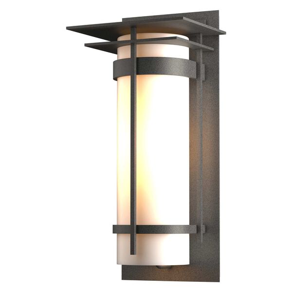 Banded Coastal Natural Iron One-Light Outdoor Sconce with Opal Glass, image 1
