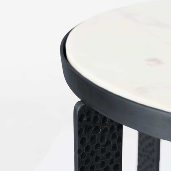 Patrick White Marble Top with Matte Black Metal Accent Table, image 5