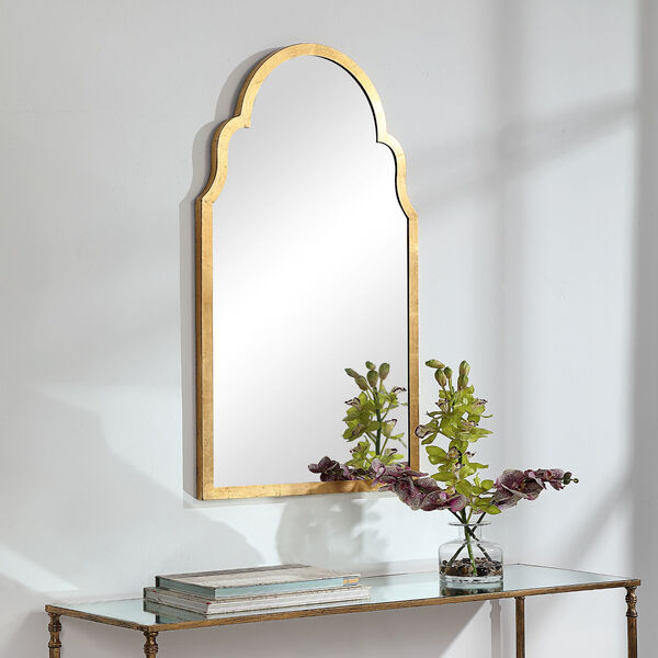 Aster Gold Leaf Finish Arch Wall Mirror, image 4