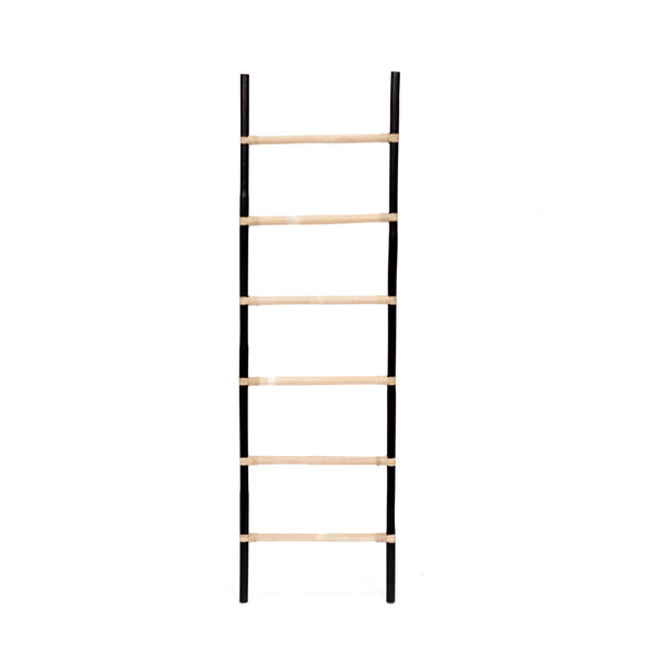 Black and Natural Rattan Ladder, image 1