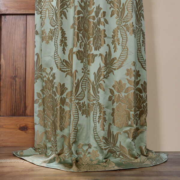 Magdelena Jade and Gold 50 x 120-Inch Faux Silk Jacquard Curtain, image 4