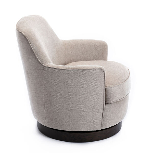 Reese Oatmeal and Black Wooden Base Swivel Chair, image 3