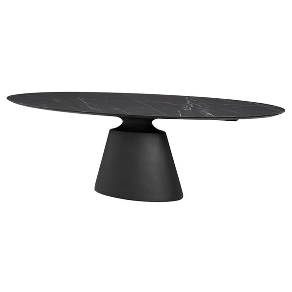 Taji Matte Black 93-Inch Dining Table with Oval Top, image 1