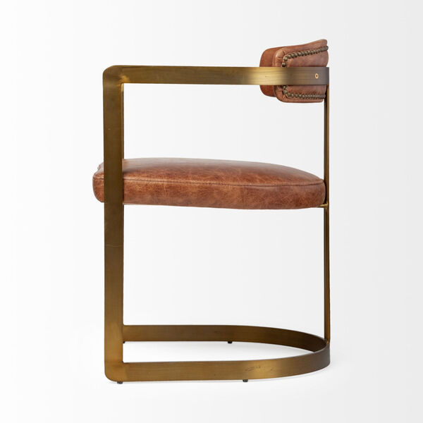 Hoskins I Mahogany and Gold Leather Seat Dining Arm Chair, image 4