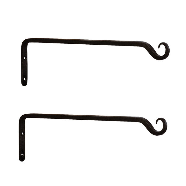 Black Powdercoat Straight Upcurled Wall Bracket, Set of Two, image 1