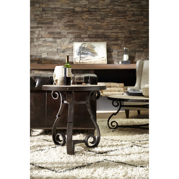 Hill Country Luckenbach Metal and Stone Black End Table, image 3