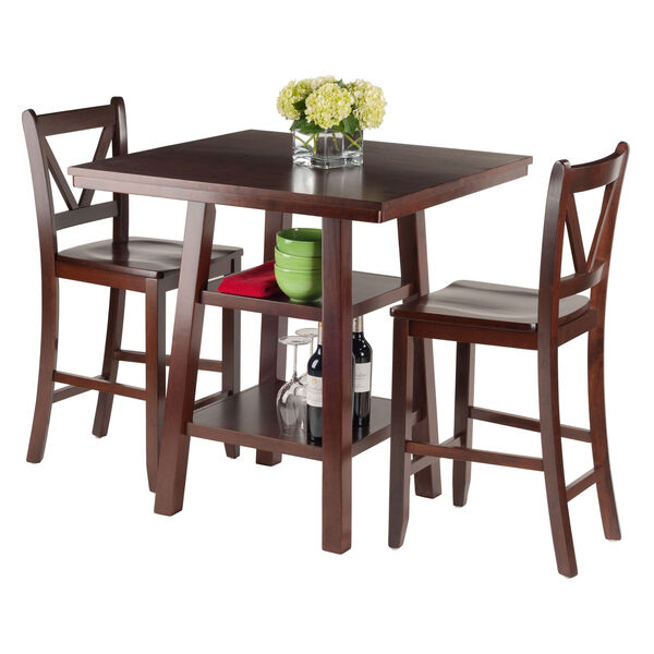 Orlando 3-Piece Set High Table, 2 Shelves with 2 V-Back Counter Stools, image 2
