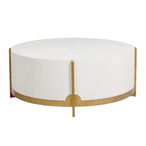 Clifton White Cerused Oak And Brass Coffee Table, image 2