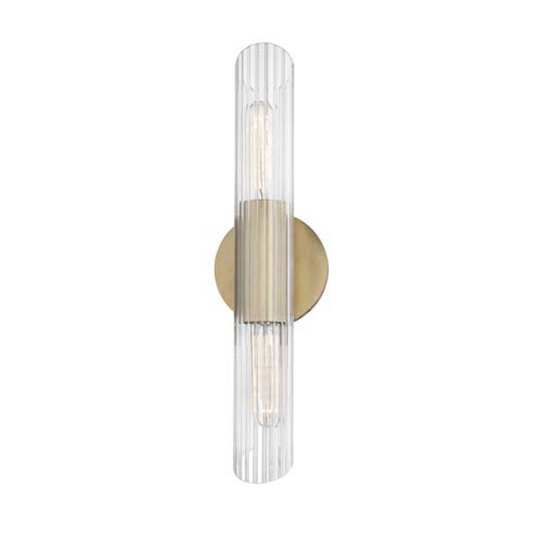 Leon Aged Brass 17-Inch Two-Light Wall Sconce, image 1