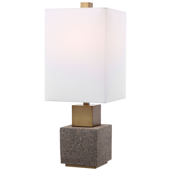 Auckland Mottled Dark Gray and Sandy Brown One-Light Buffet Lamp with Rectang Hardback Rolled Edge Shade, image 7