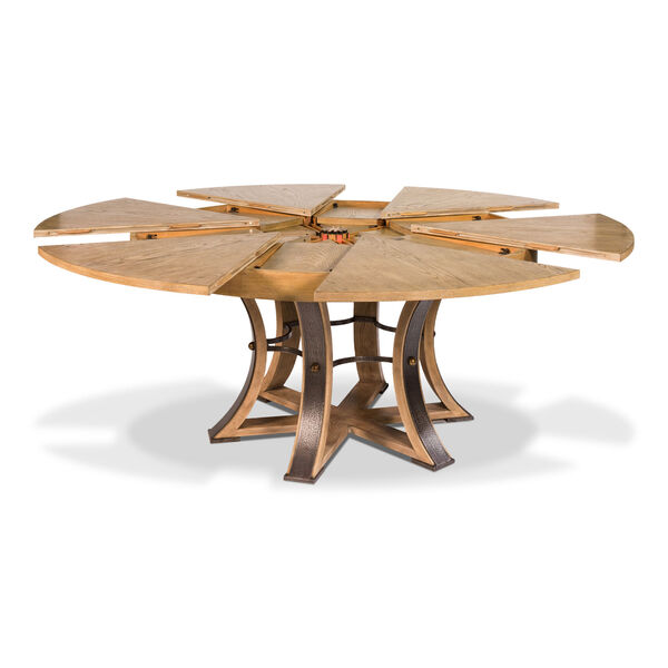 Sarreid Beige 84 Inch Tower Jupe Dining, 84 Inch Round Outdoor Dining Table