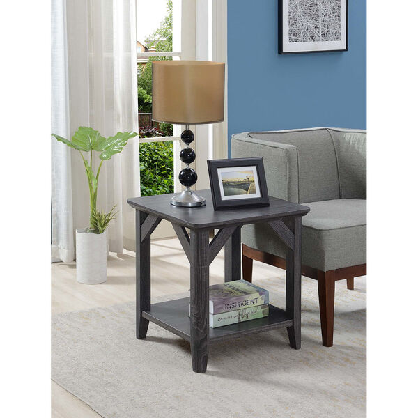 Winston Weathered Gray End Table with Shelf, image 2