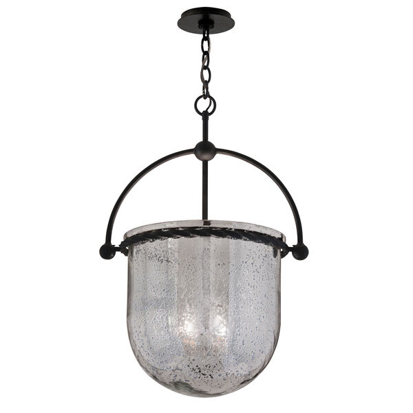 Mercury Old Iron Four-Light 15.5-Inch Pendant with Antique Silver Glass, image 1