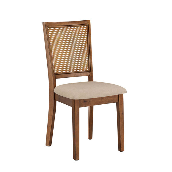 Caroline Beige and Brown Rattan Back Dining Chair, Set of Two, image 1