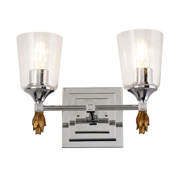 Vetiver Polished Chrome Gold Accent Two-Light Bath Vanity, image 1