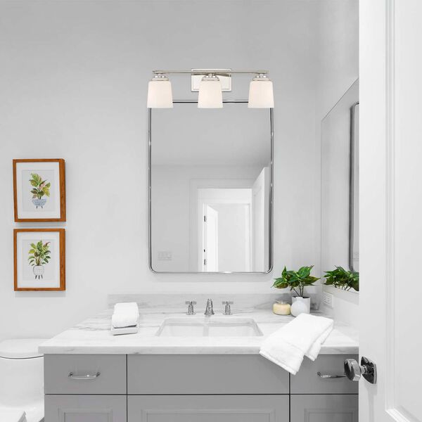 Stella Polished Nickel Bath Vanity with Etched Opal Glass Shades, image 2
