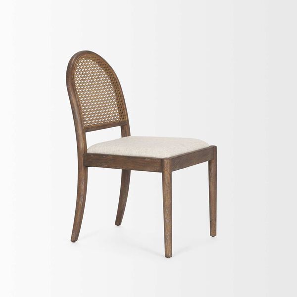 Elle Rounded Caneback Brown Wood With Oatmeal Fabric Dining Chair, image 6