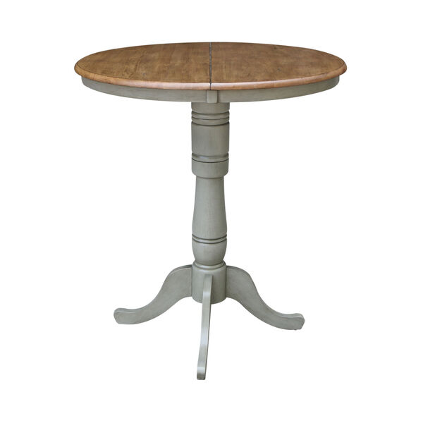 Hickory and Stone 36-Inch Width Round Top Bar Height Pedestal Table With 12-Inch Leaf, image 3