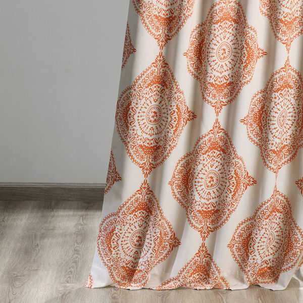 Henna Orange and Beige Patterned Blackout Single Curtain Panel 50 x 108, image 4