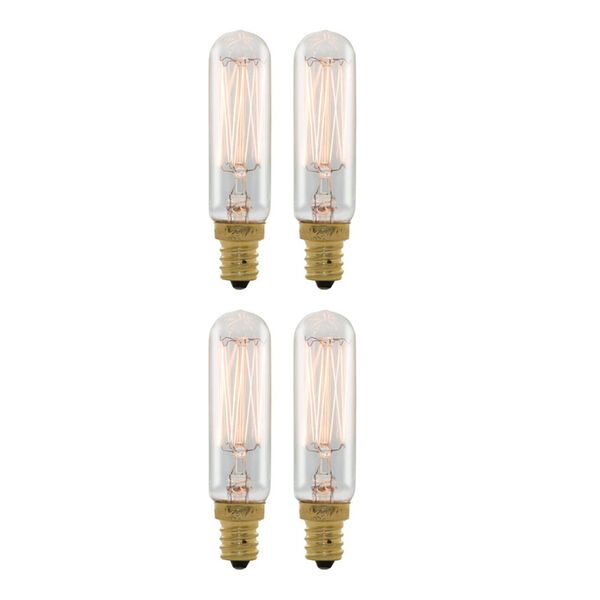 Pack of 4 Clear T6 Candelabra E12 Dimmable 25W 2700K Incandescent Light Bulb, image 1