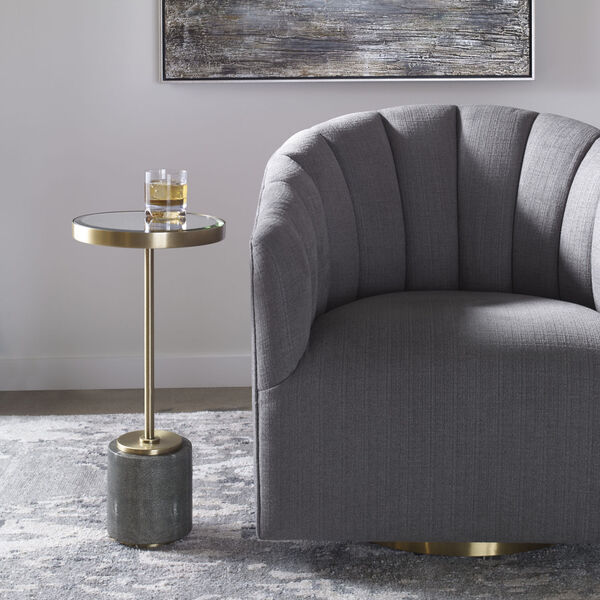 Laurier Gray and Brushed Brass Accent Table, image 3