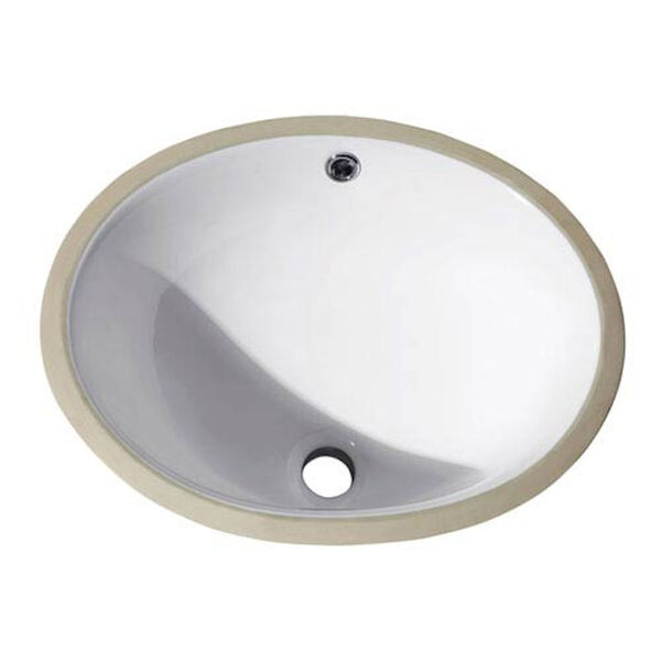 Undermount 16-Inch Oval Vitreous China Ceramic Sink in White, image 1