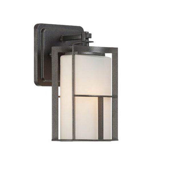 Braxton Charcoal One-Light Outdoor Wall Mount with Frosted Glass Painted White Inside, image 1