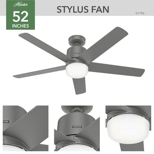 Stylus Matte Silver 52-Inch LED Ceiling Fan, image 4