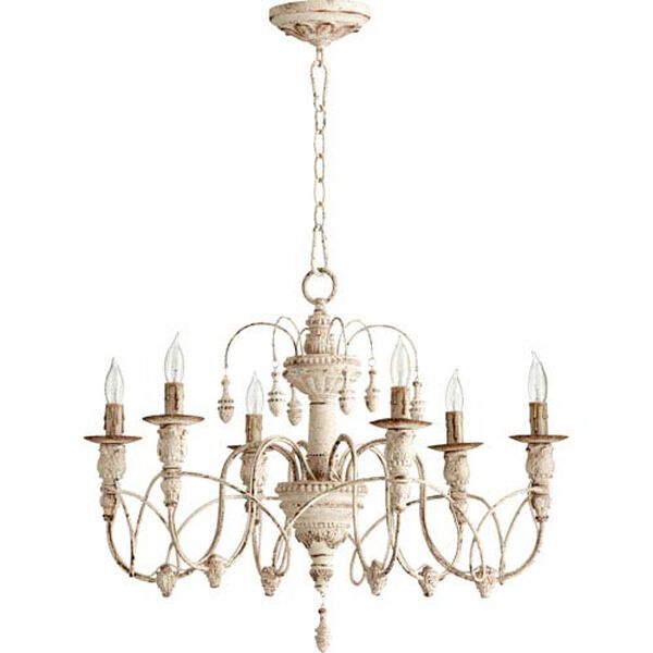 Bouverie French White 25-Inch Six-Light Chandelier, image 1