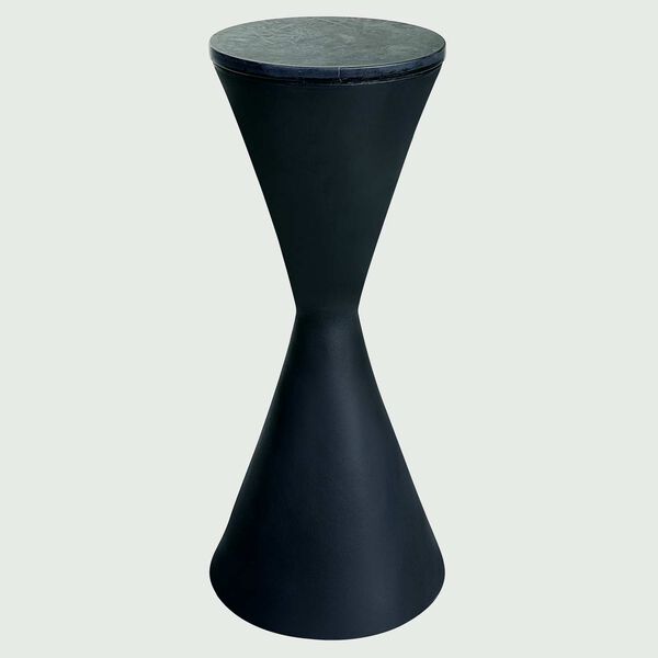 Times Up Matte Black Hourglass Shaped Drink Table, image 1
