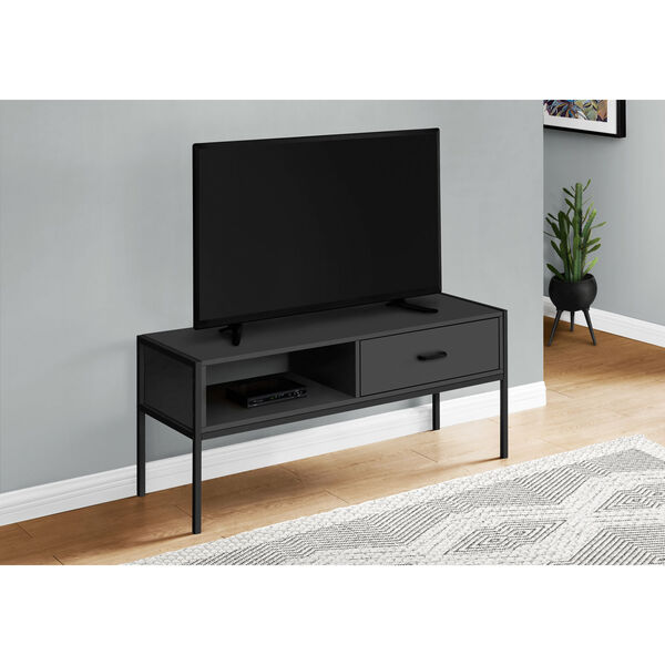 Black TV Stand with Drawer, image 2