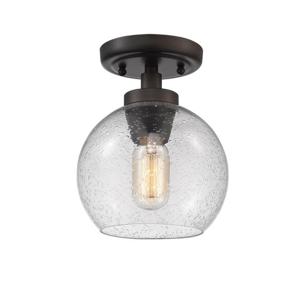 Galveston Rubbed Bronze One-Light Flush Mount with Seeded Glass, image 3