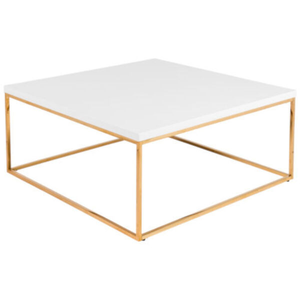 Maeve High Gloss White and Gold Stainless Steel Coffee Table, image 2