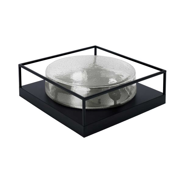 Matte Black 16-Inch Three-Light Flush Mount with Smoke Bubble Glass, image 1