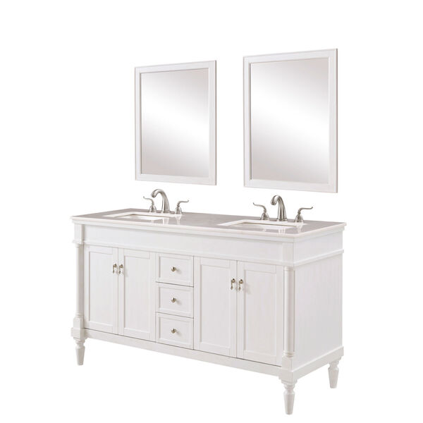 Lexington Antique White 60-Inch Vanity Sink Set, image 1