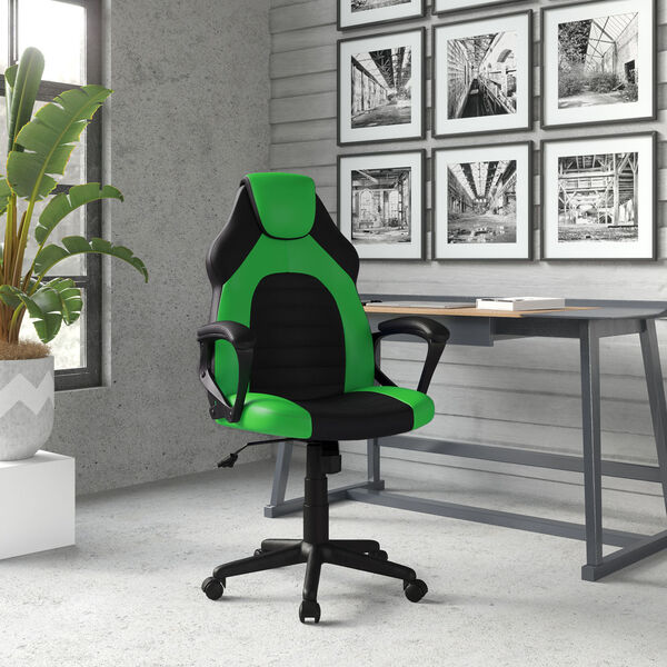 Oren Green High Back Gaming Task Chair with Vegan Leather, image 2