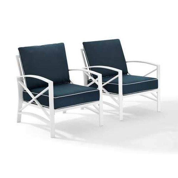 Kaplan Navy White Outdoor Metal Armchair Set , Set of Two, image 4