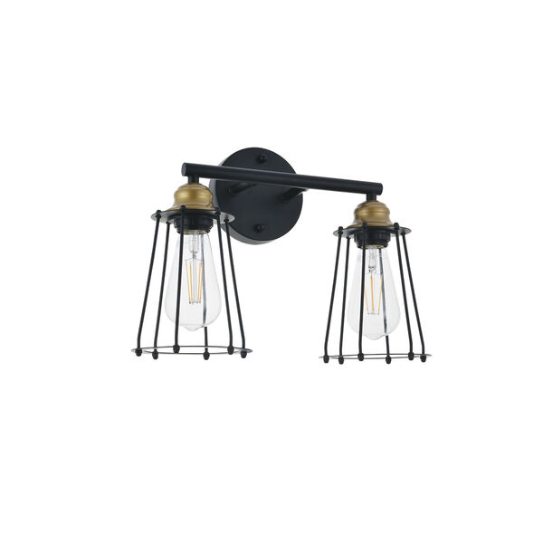 Auspice Brass and Black Two-Light Wall Sconce, image 5