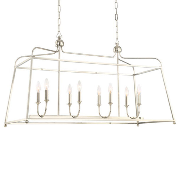 London Polished Nickel 18-Inch Eight-Light Chandelier, image 1