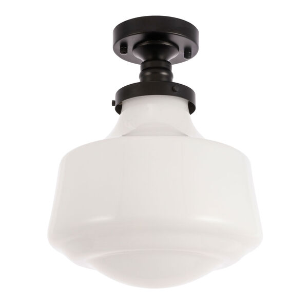 Lyle Black 11-Inch One-Light Flush Mount with Frosted White Glass, image 5
