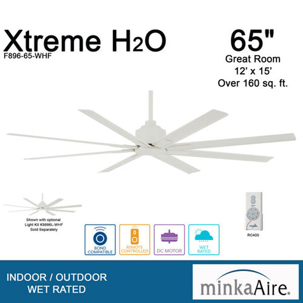 XTREME H2O Flat White Outdoor Ceiling Fan, image 4