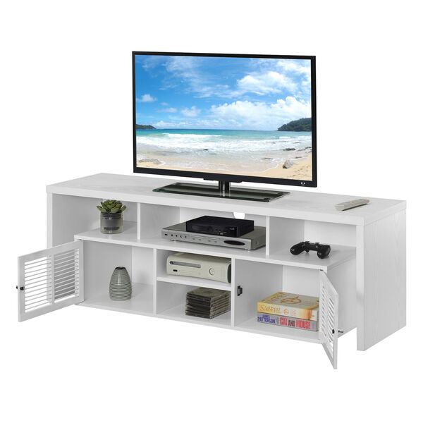 Lexington White 60-Inch TV Stand with Storage Cabinets and Shelves, image 4