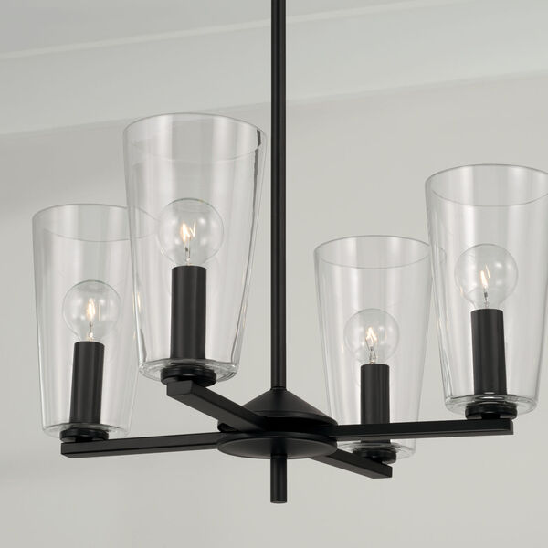 Portman Matte Black Four-Light Pendant with Clear Glass, image 3