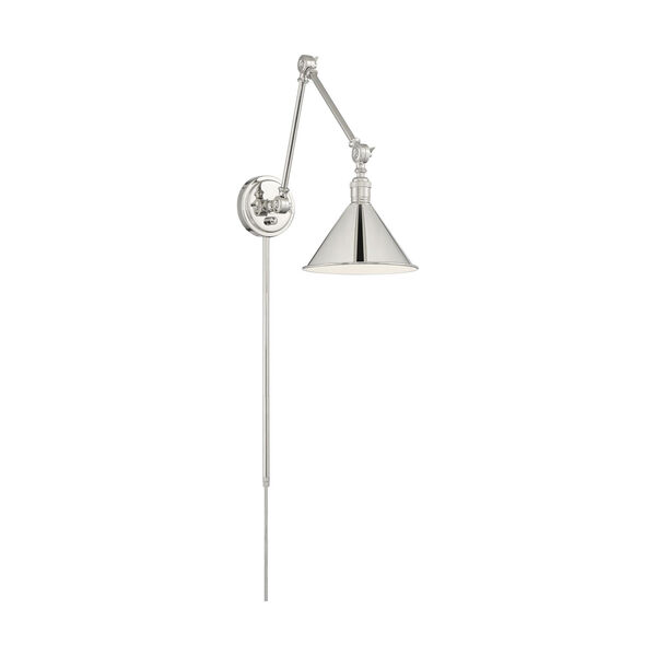Delancey Nickel Polished One-Light Adjustable Swing Arm Wall Sconce, image 1