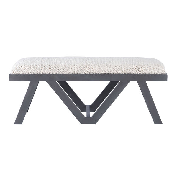 Javier Grey and White Upholstered Bench, image 2